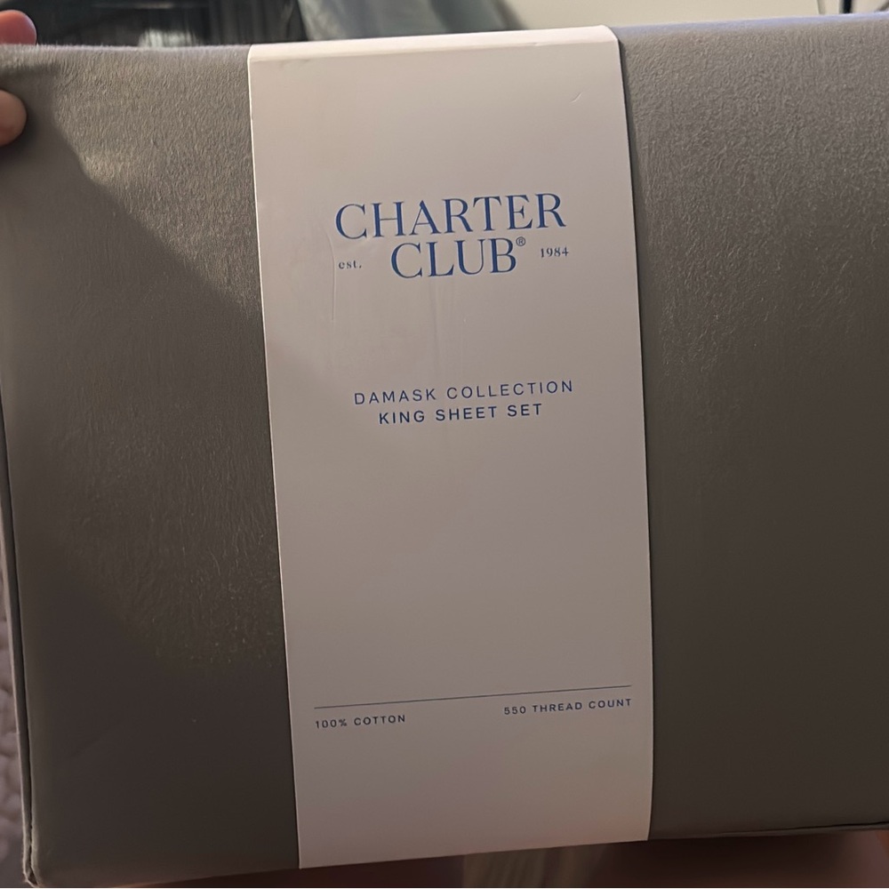Charter Club King Sheet Set in Light Gray